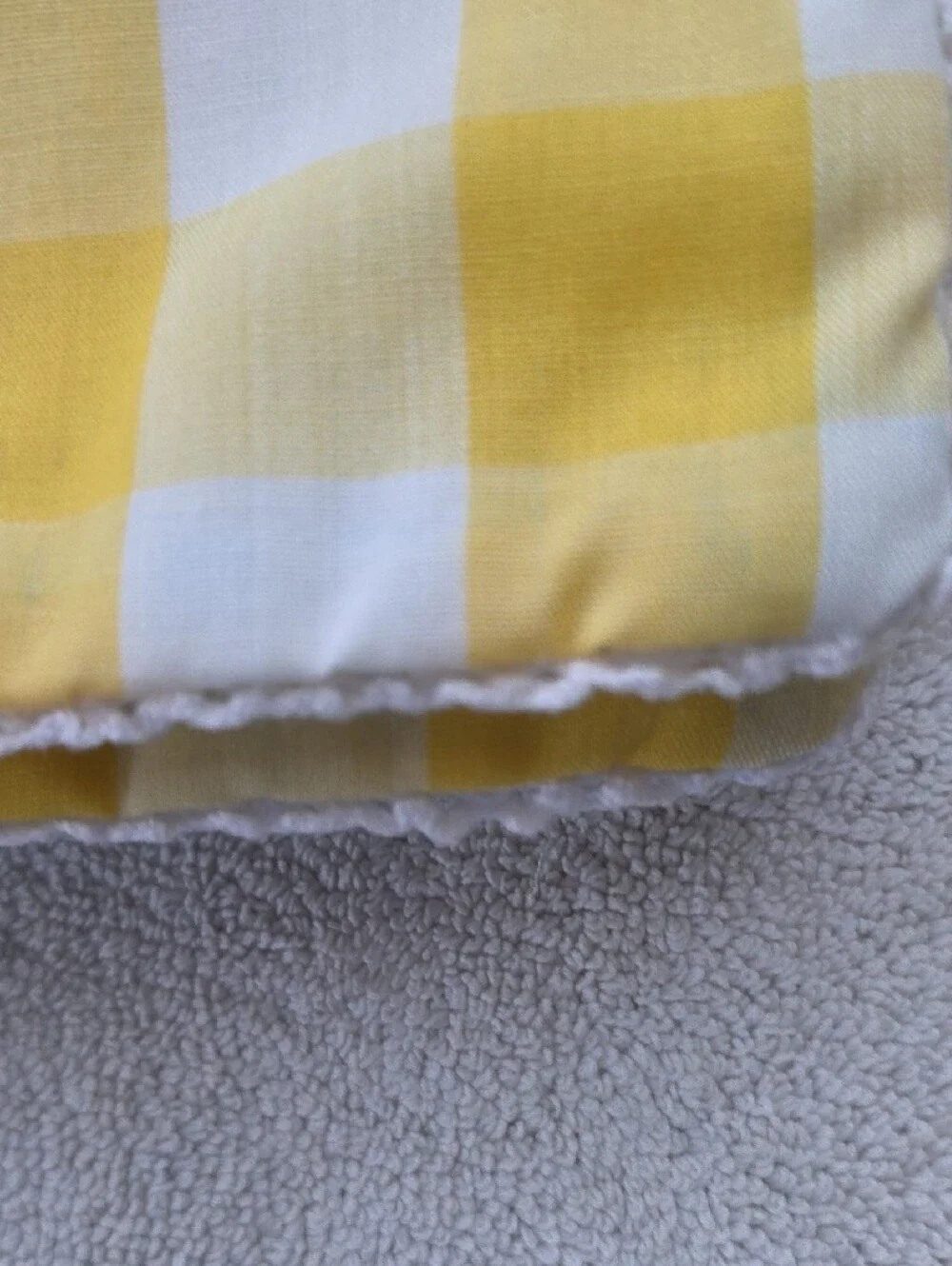 Set Of 6 Reversible Yellow and White, Blue And White Gingham Quilted Placemats